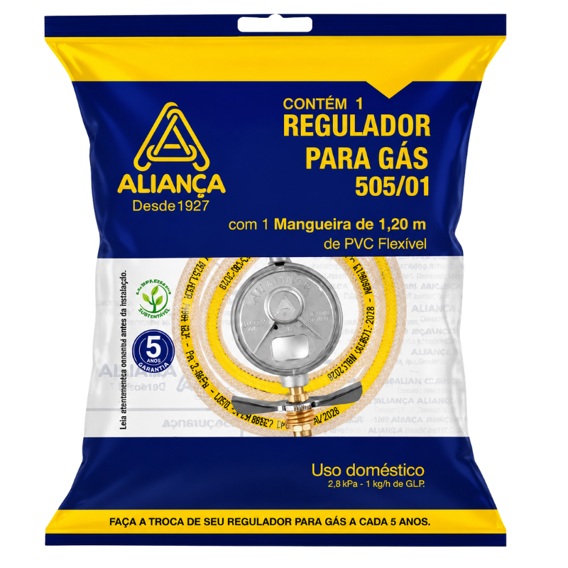 Kit regulador e mangueira para gás