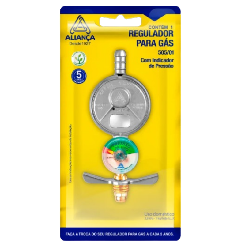 Regulador de gás com indicador de pressão